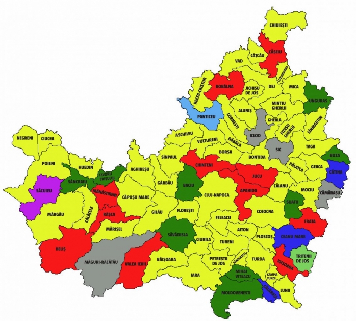 ALEGERI LOCALE 2020. HARTA politică a județului Cluj. Cine sunt cei 81 de primari?