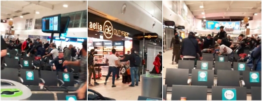 VIDEO. Bătaie ca-n FILME pe Aeroportul din Londra între mai mulți romi. 17 persoane au fost ARESTATE